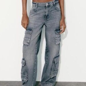 Zara Charcoal Wide Leg Jeans - Brand New With Tags